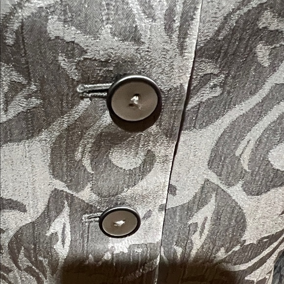 Vintage Kasper Light Gray Patterned Skirt Set iridescent shimmery material - Picture 3 of 5